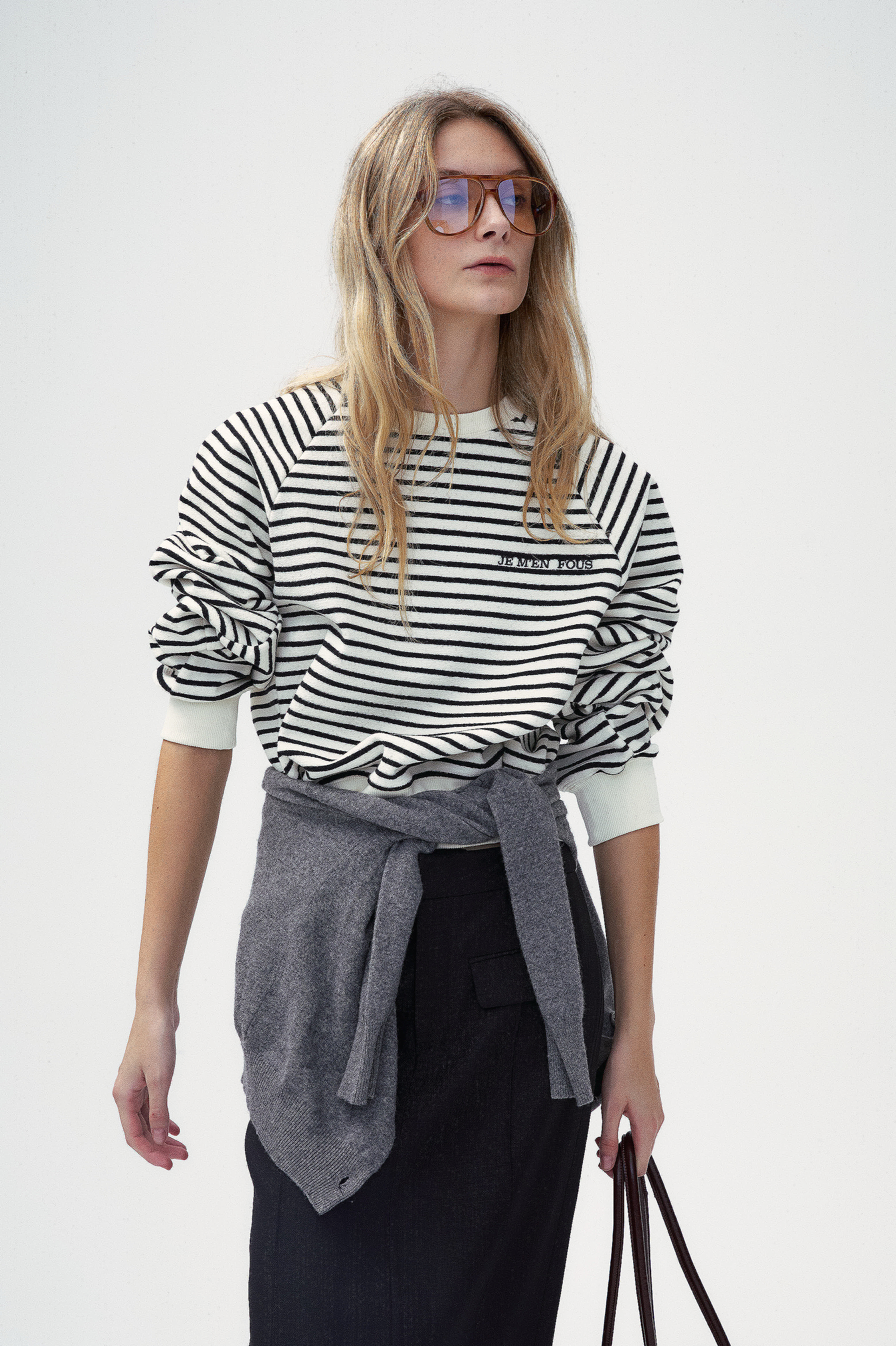 "Bon Voyage" Capsule Collection - "JE M'EN FOUS" Embroidered Sweatshirt