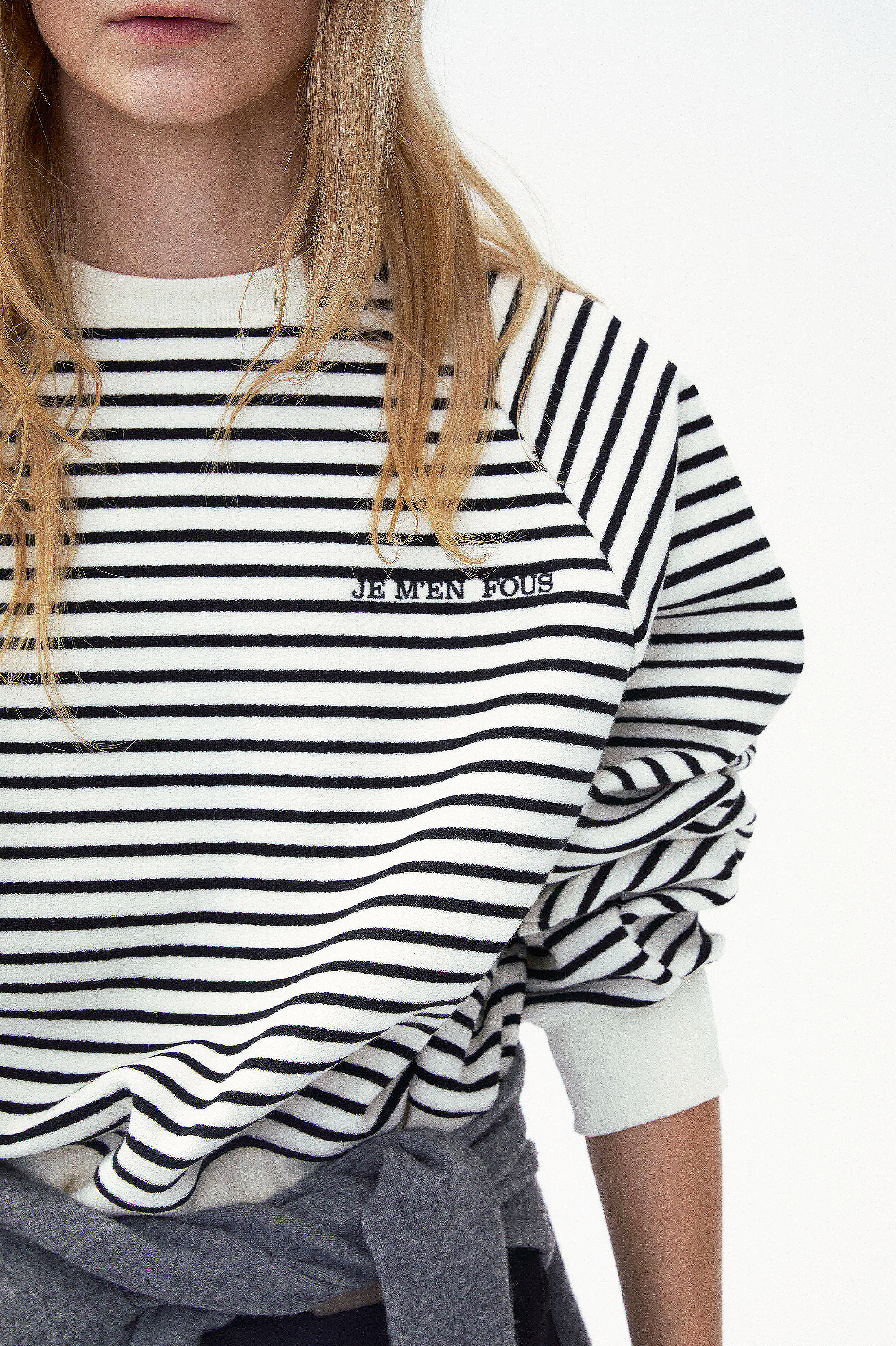 "Bon Voyage" Capsule Collection - "JE M'EN FOUS" Embroidered Sweatshirt