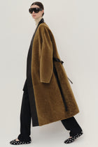 Cléo Shearing Robe Coat Tabacco/ Black