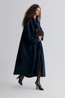 Oversized Double-faced Scarf Coat Navy