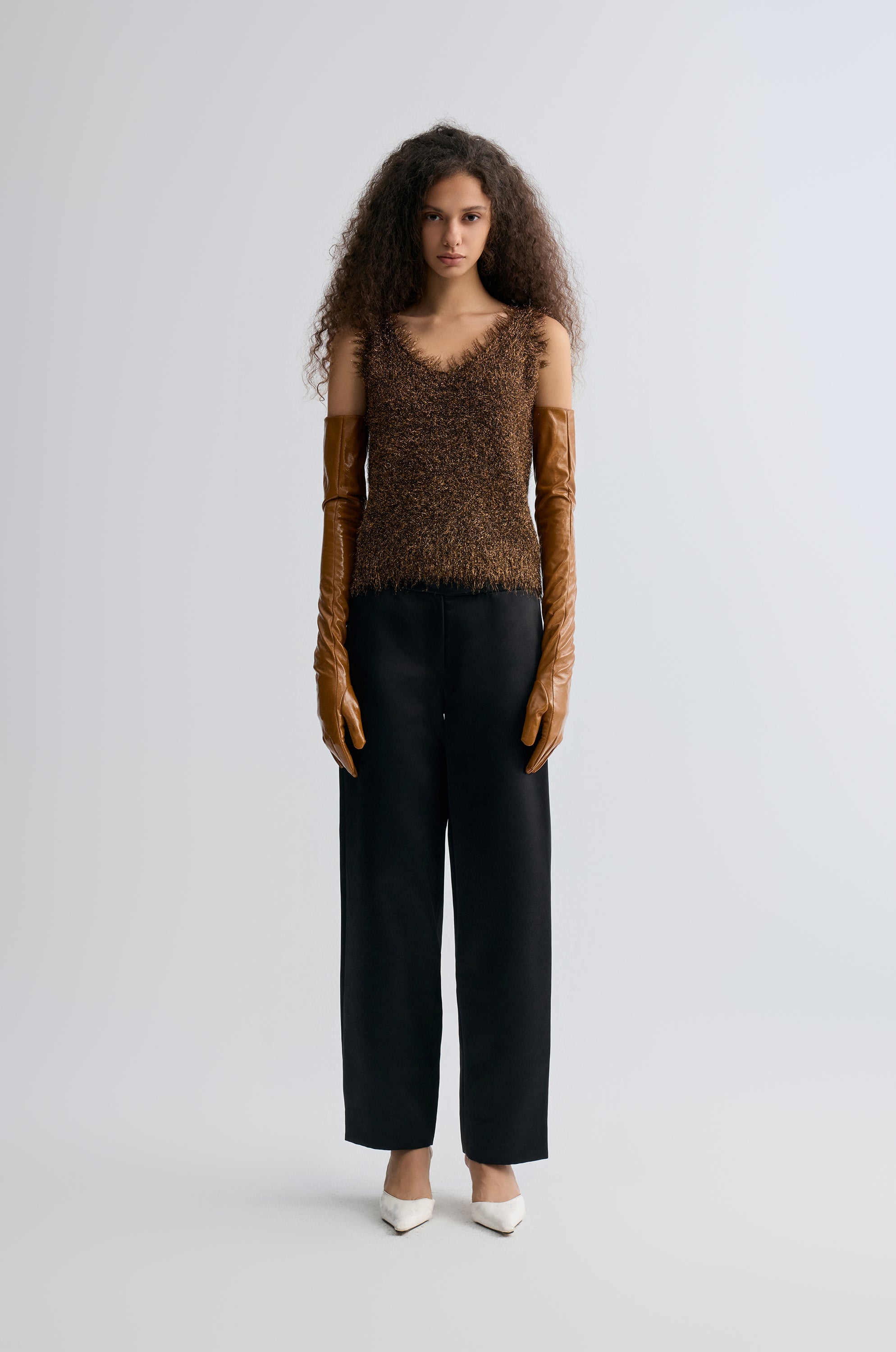 Fringe Metallic Tank Gold-tone