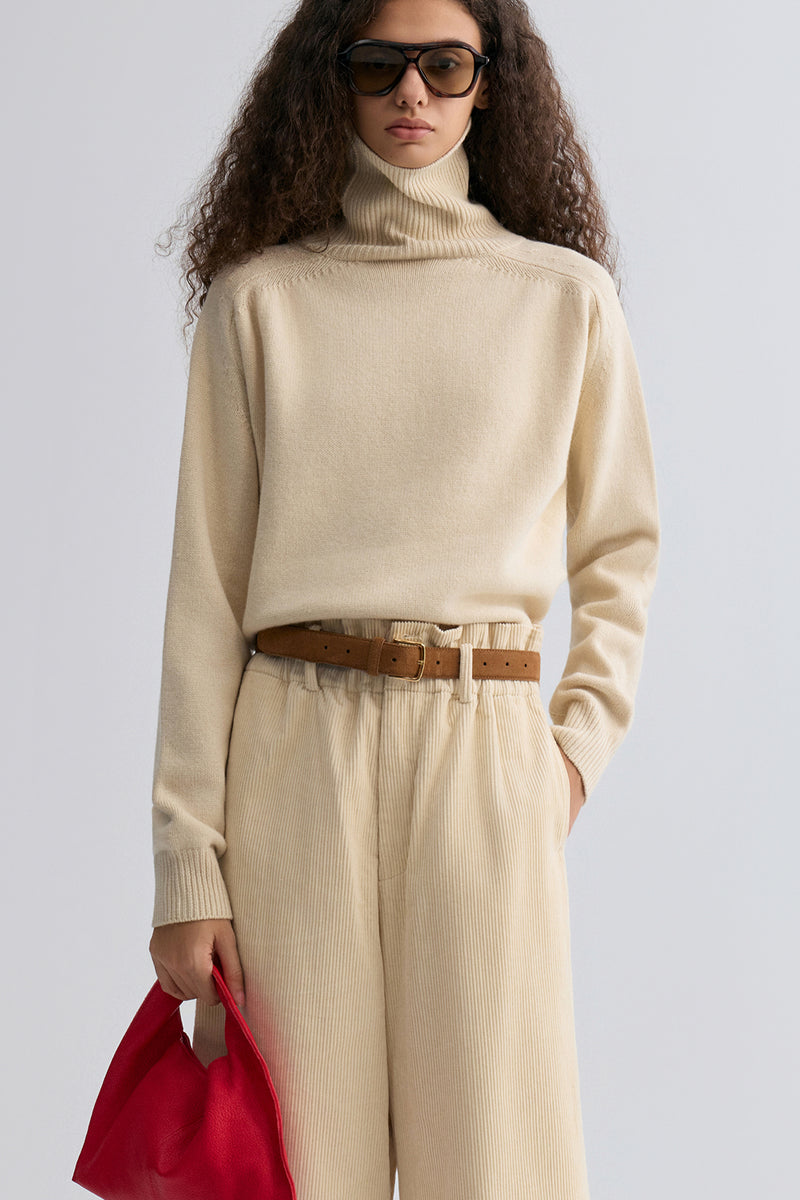 Wool and yak-blend Turtleneck Ivory