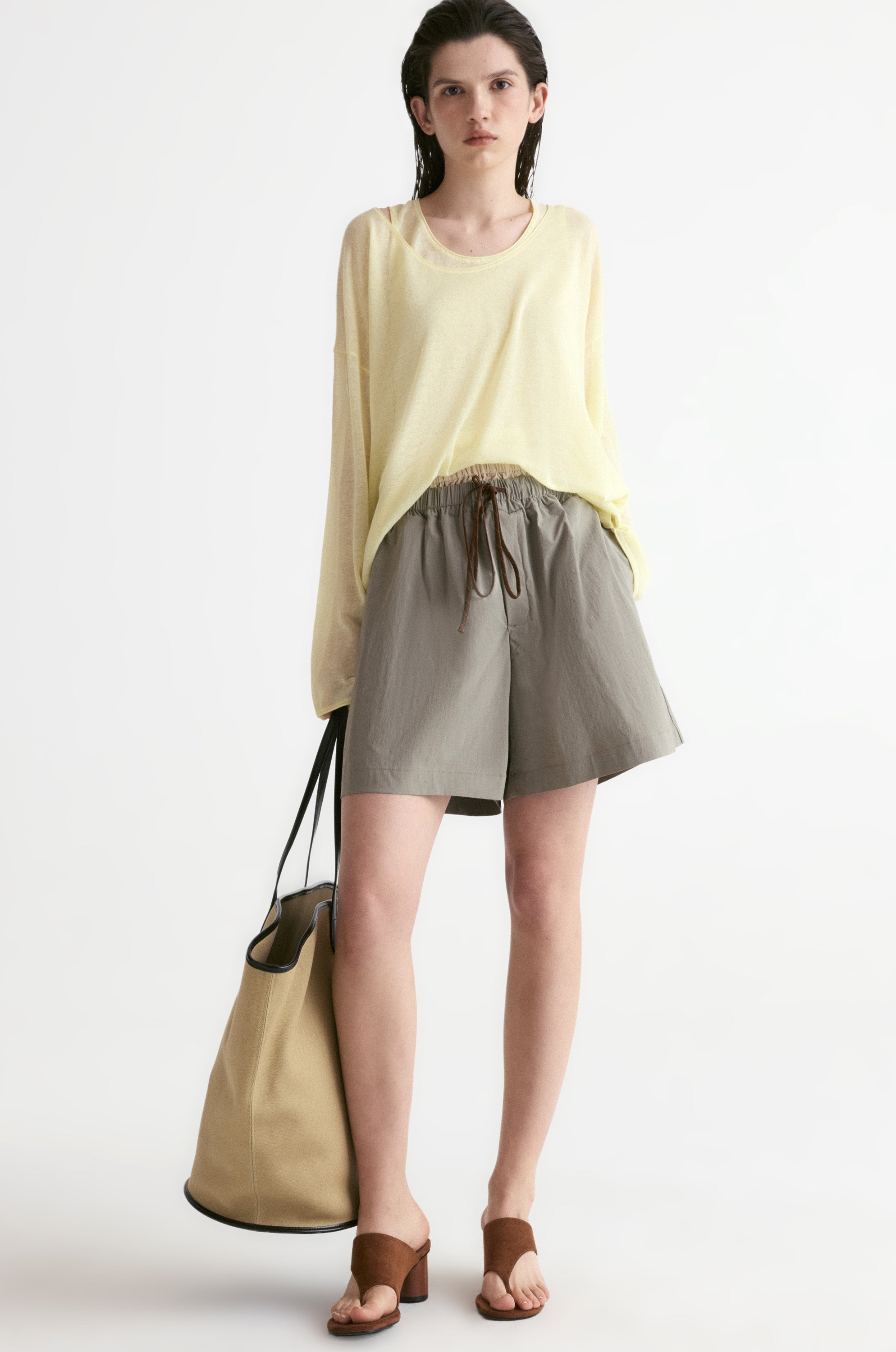 Double Waist Short-Sage
