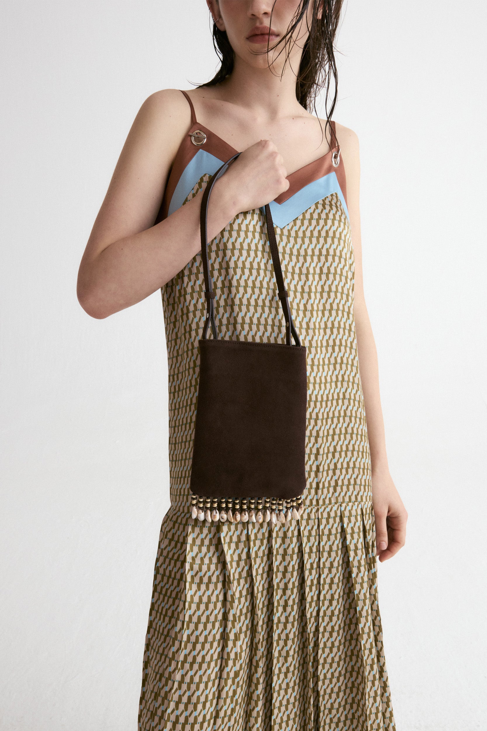 Majorelle Shell Suede Mini Bag-Chocolate Brown