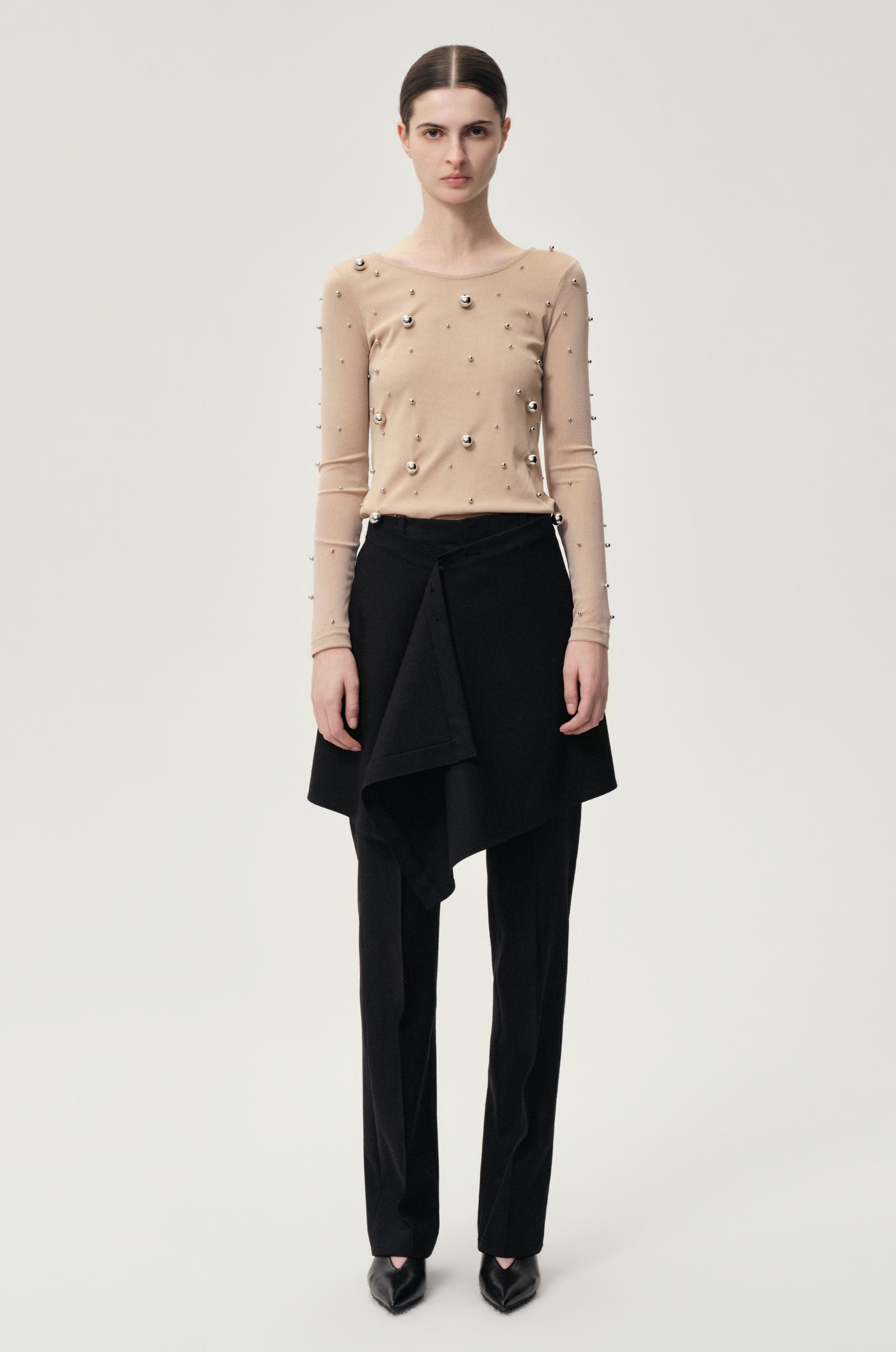 Layered Skirt Trousers Black