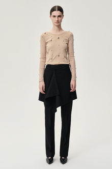 Layered Skirt Trousers Black