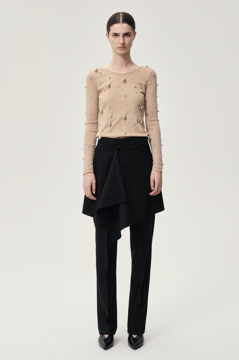 Layered Skirt Trousers Black