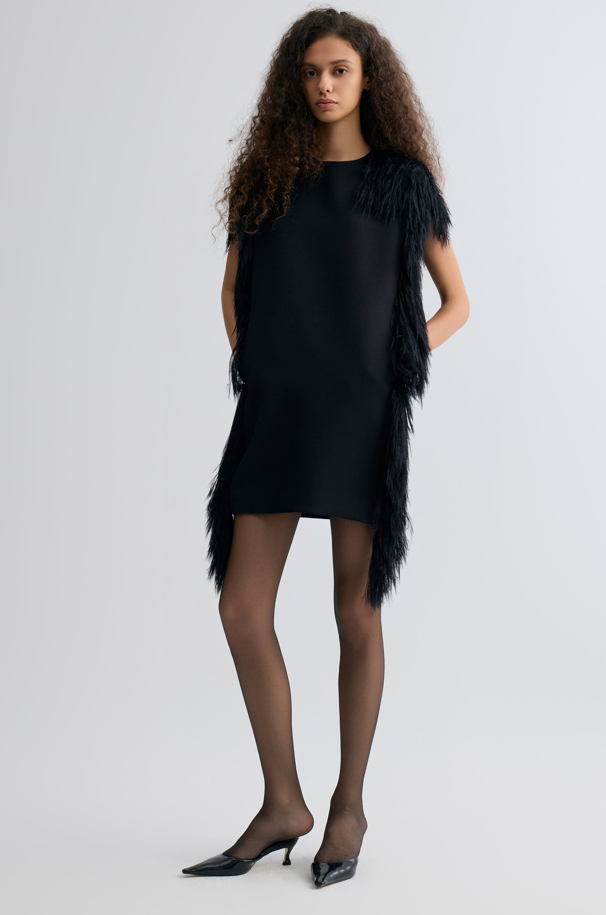 Side-Trim Wool Dress