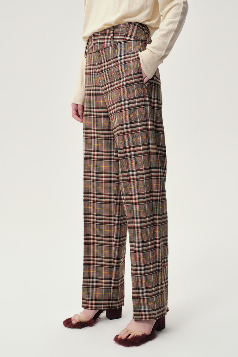 Check Wool Trousers Espresso