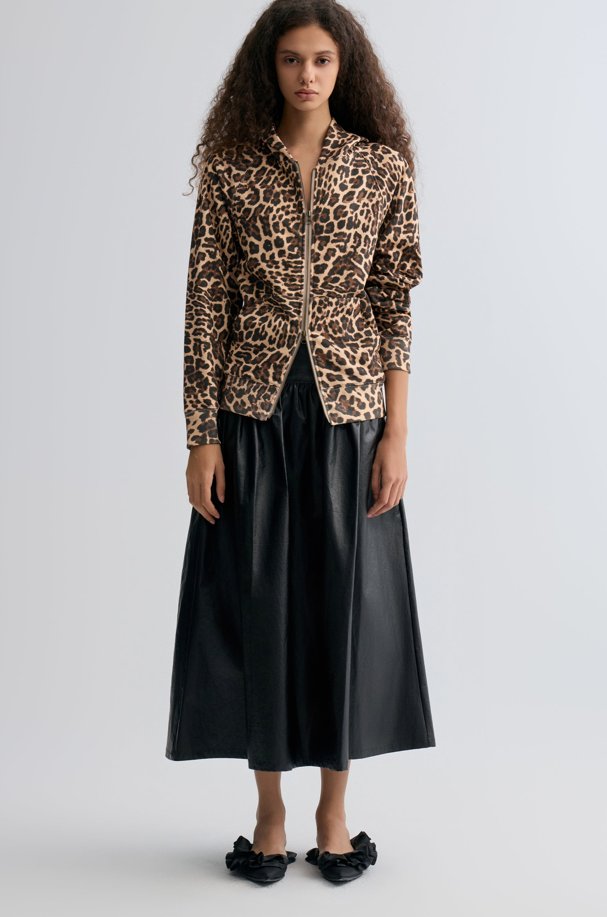 Leopard-print Zipper Hoodie