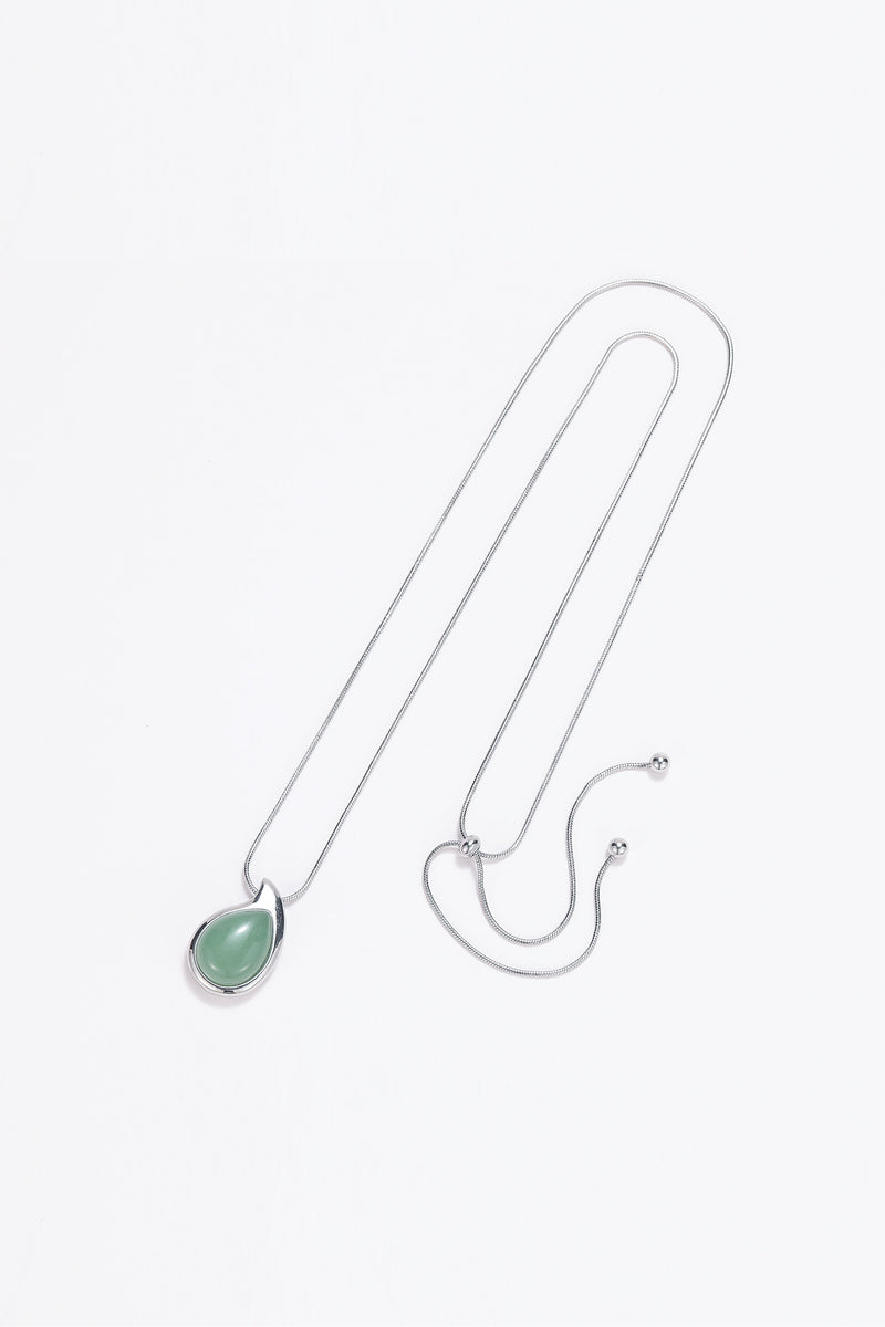 Moonstone silver egg necklace