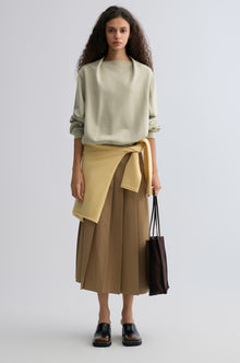 Cotton Panelled Sweater Stone Green