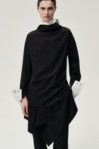 Double-layer Collar Shaped Shirt Black/White