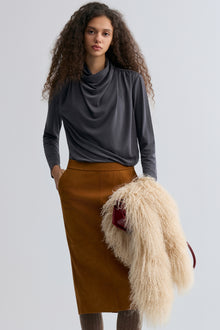 Cowl Jersey Top Heather Grey