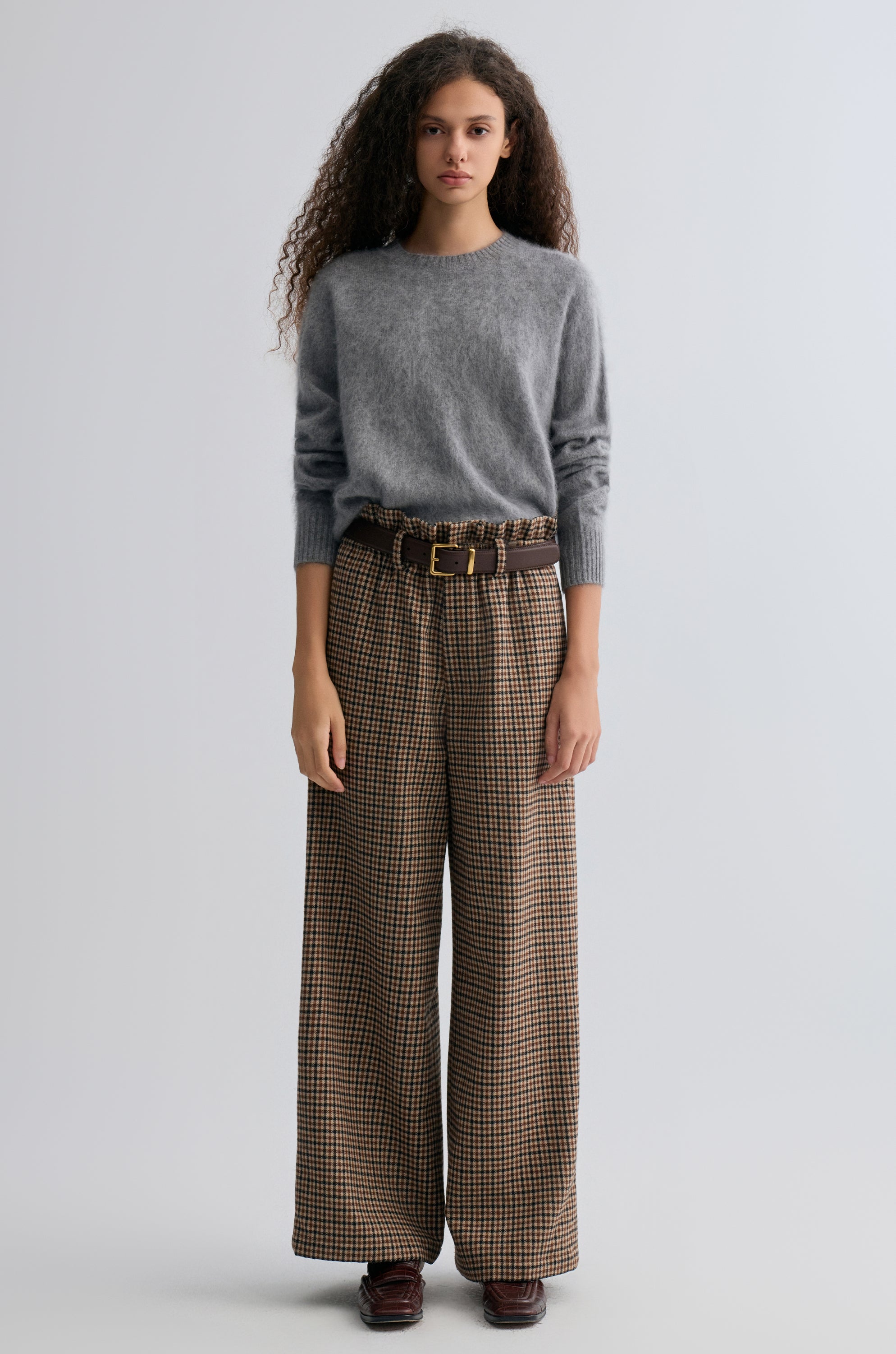 Check Wide-leg Trousers