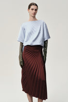 Asymmetrical Pleated Blouse Light Blue