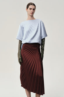 Asymmetrical Pleated Blouse Light Blue
