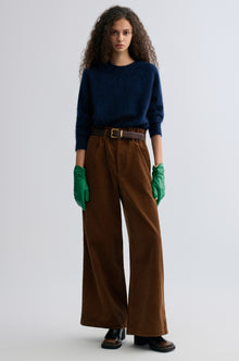 Corduroy Wide-leg Trousers Cocoa Brown