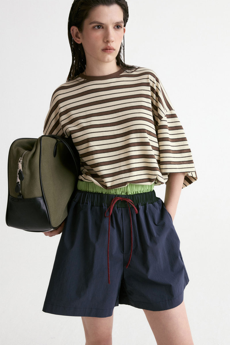 Double Waist Short-Navy