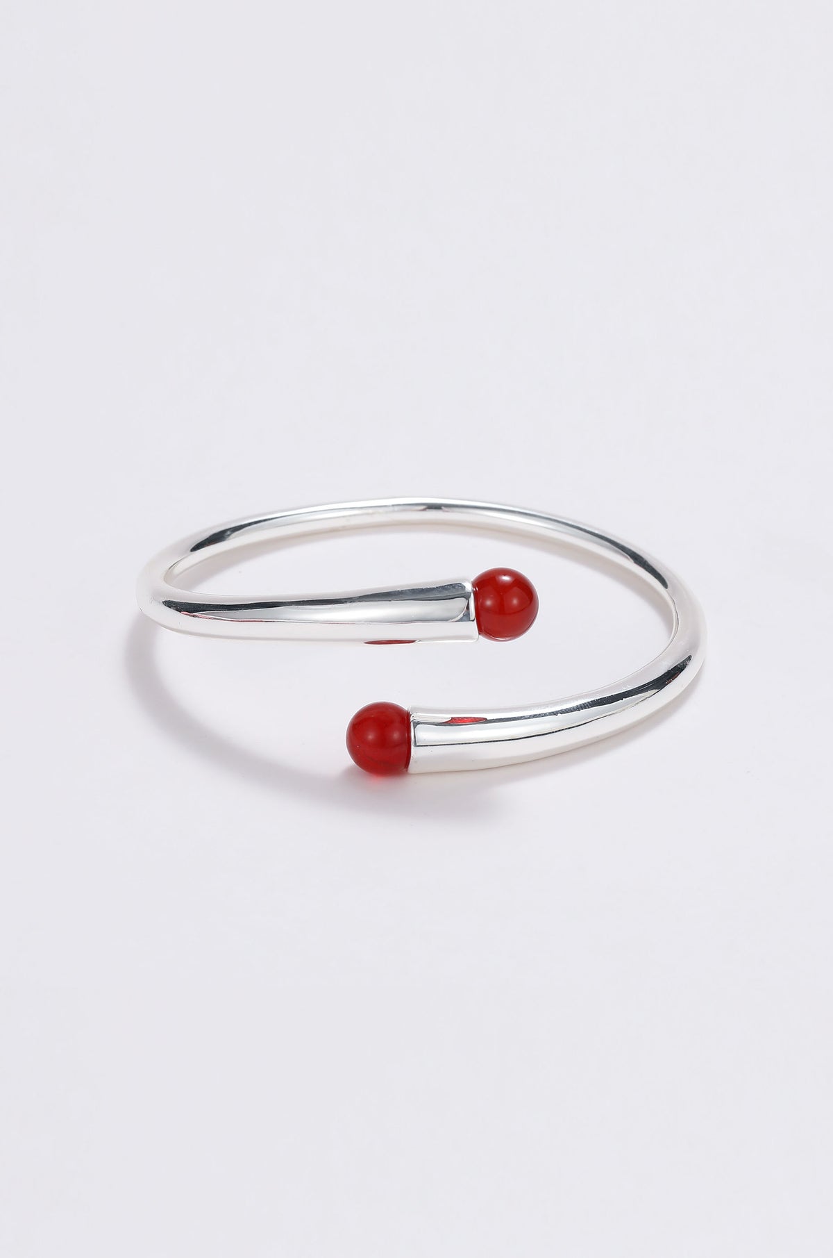 Silver carnelian wrap cuff bracelet