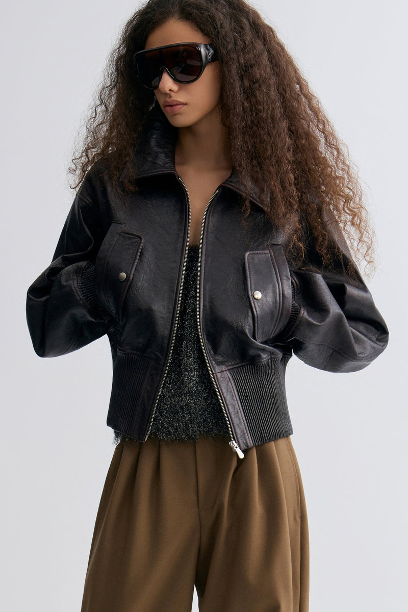 Leather Bomber Jacket