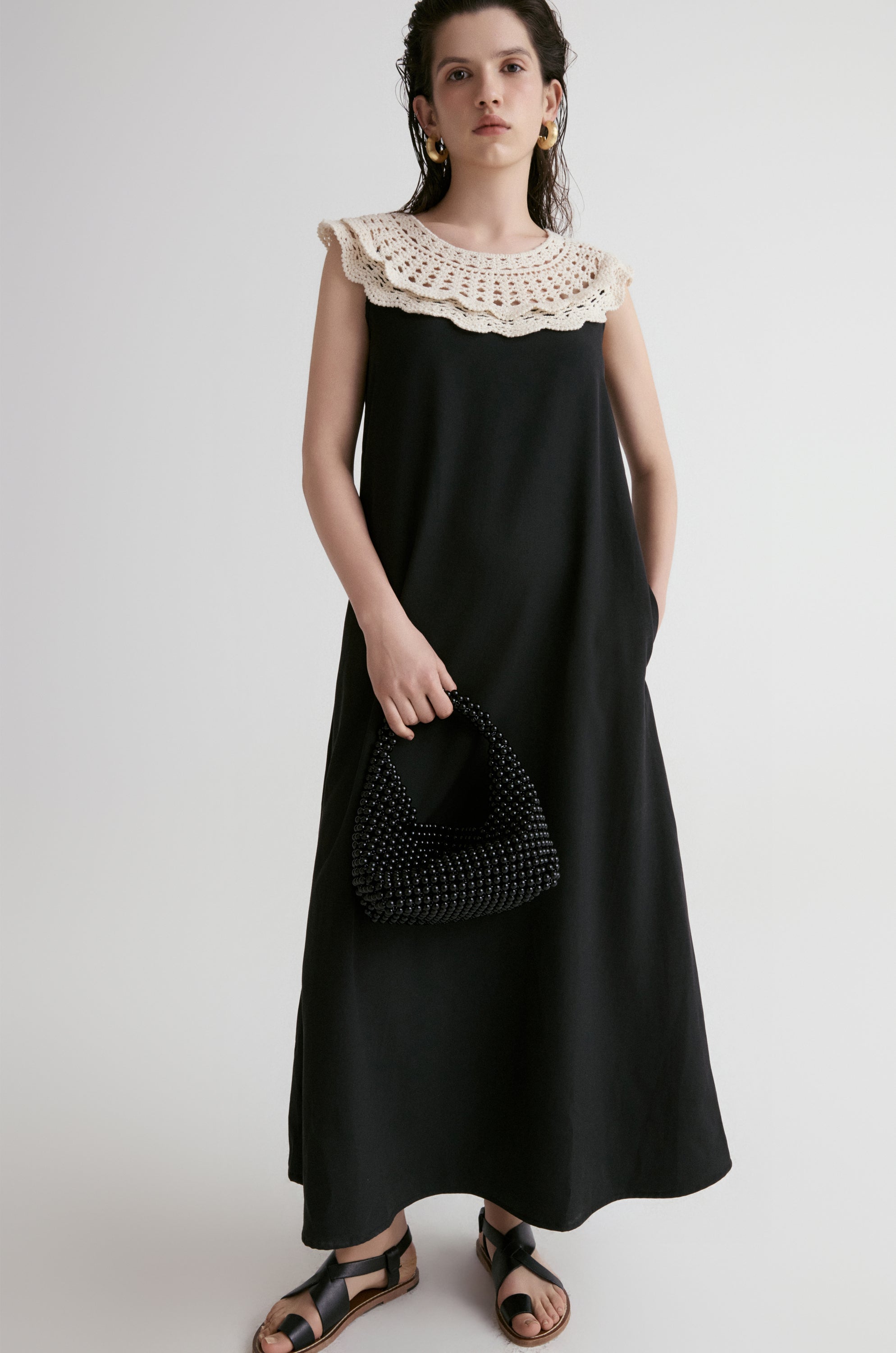 Majorelle Hand-Crochet Collar Dress