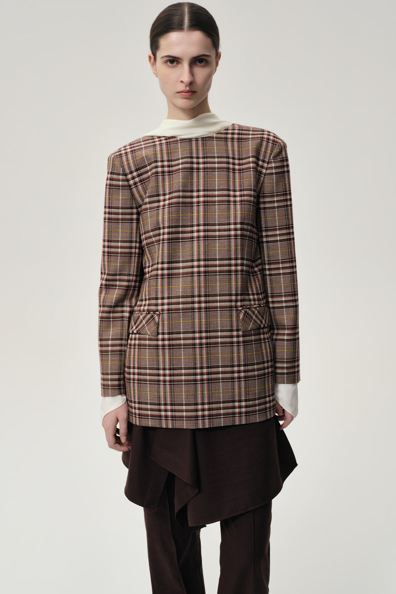 Reversible Check Blazer Espresso