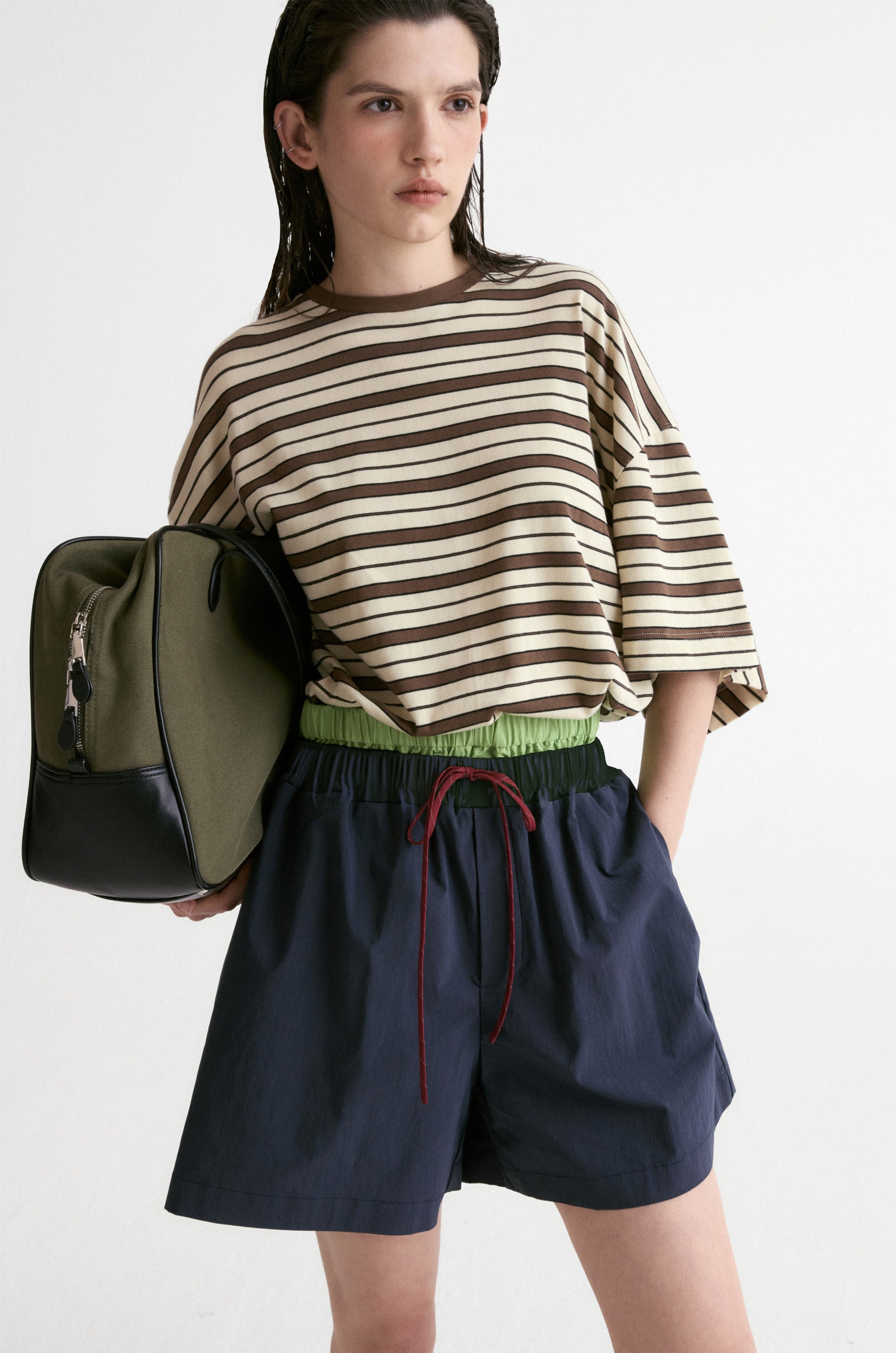 Double Waist Short-Navy