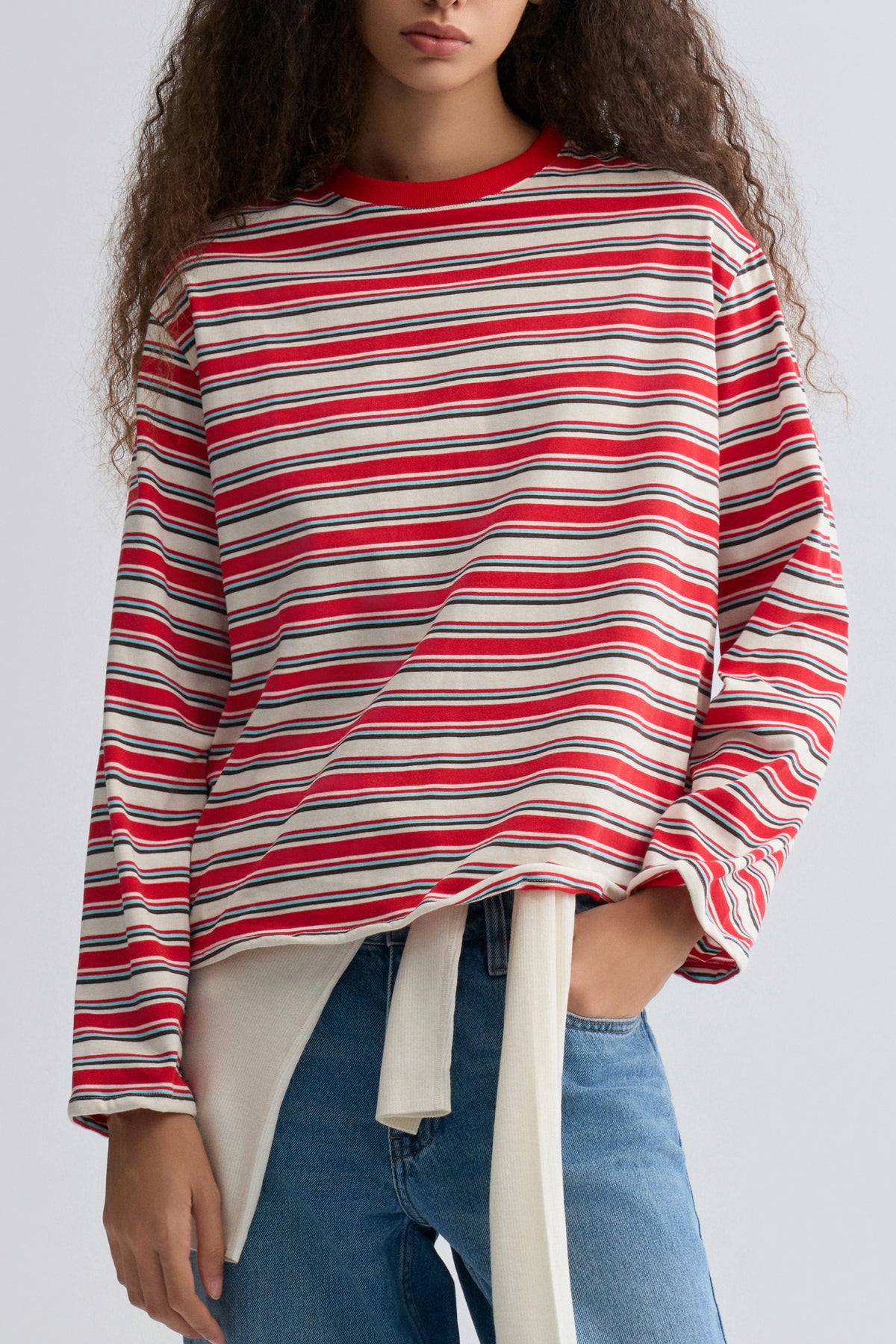 Shapeable Stripe T shirt Red