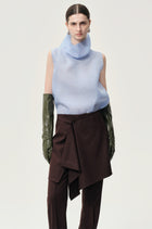 Silk Organza Turtleneck Top Light Blue
