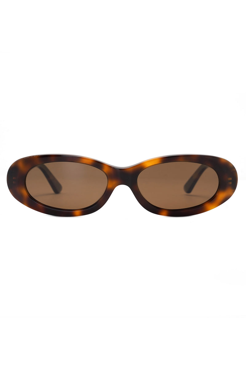 Audrey Oval-frame Sunglasses-Havana brown