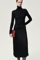 Asymmetrical Pleated Skirt Black