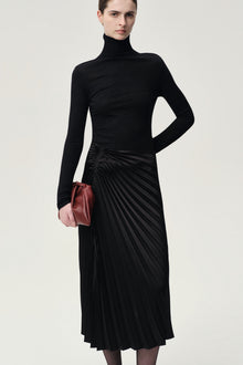Asymmetrical Pleated Skirt Black
