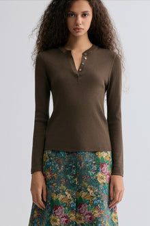 Superfine Merino Wool Knit Henley Olive