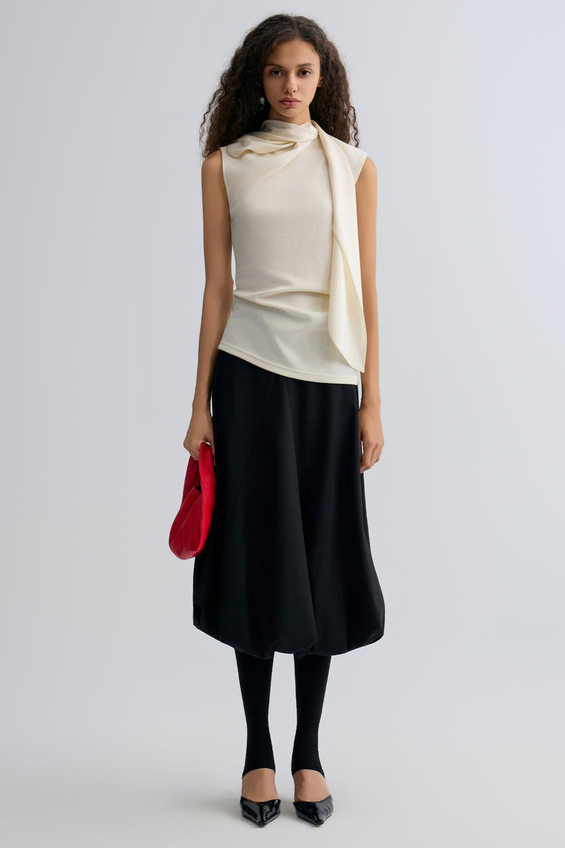 Scarf Wool Top Cream