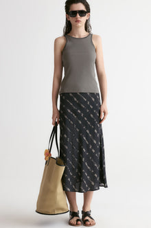 Hand-drawn Stripe Midi Skirt