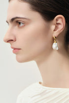 Sera gold-pleated sterling silver and pearls earrings