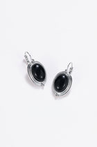 Silver onyx oval drop earrings