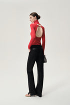 Open-back Wool Jersey Top Red