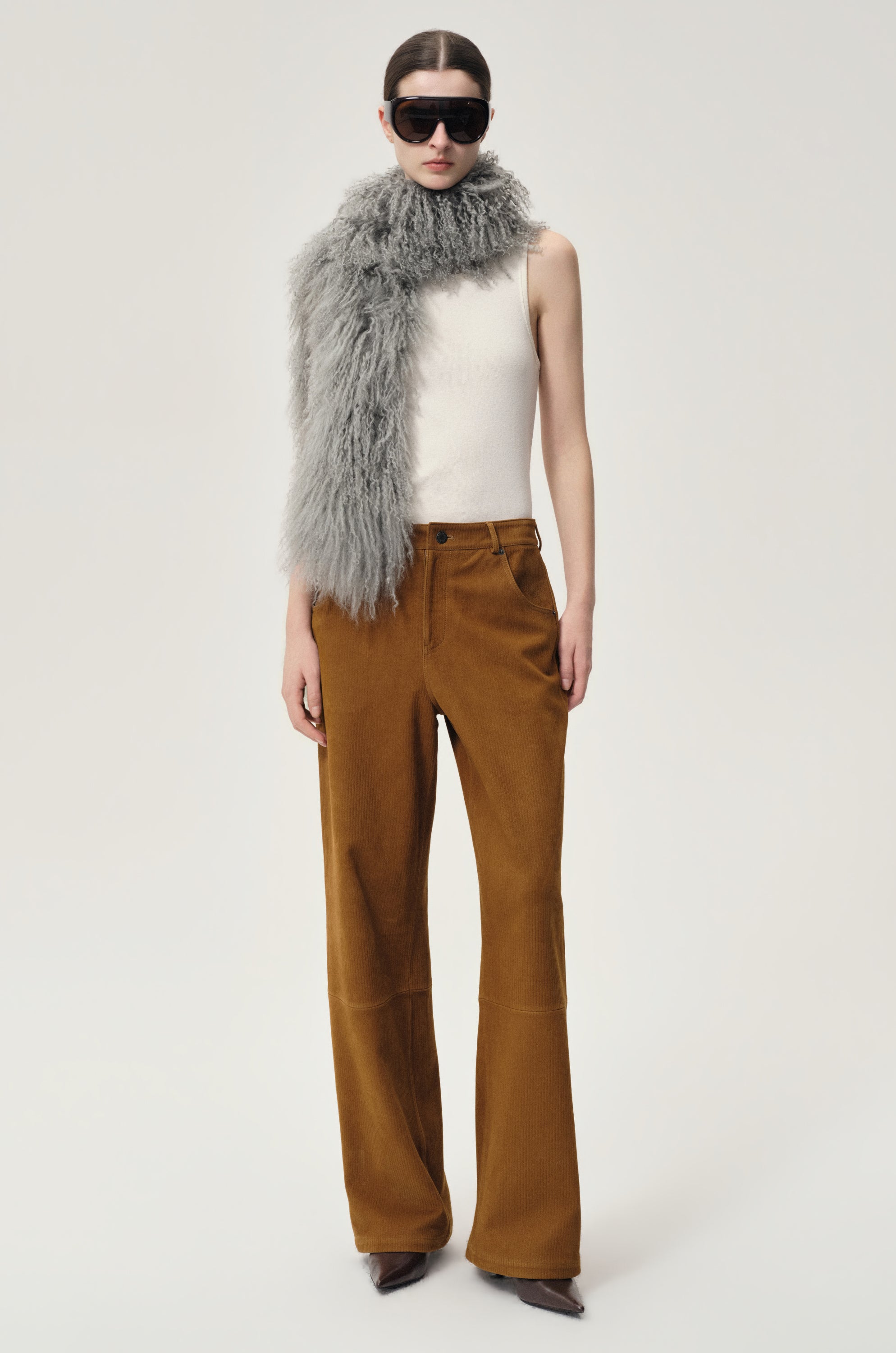 Corduroy Suede Trousers Tobacco