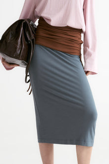 Rib Two-tone Skirt-Carbon Blue