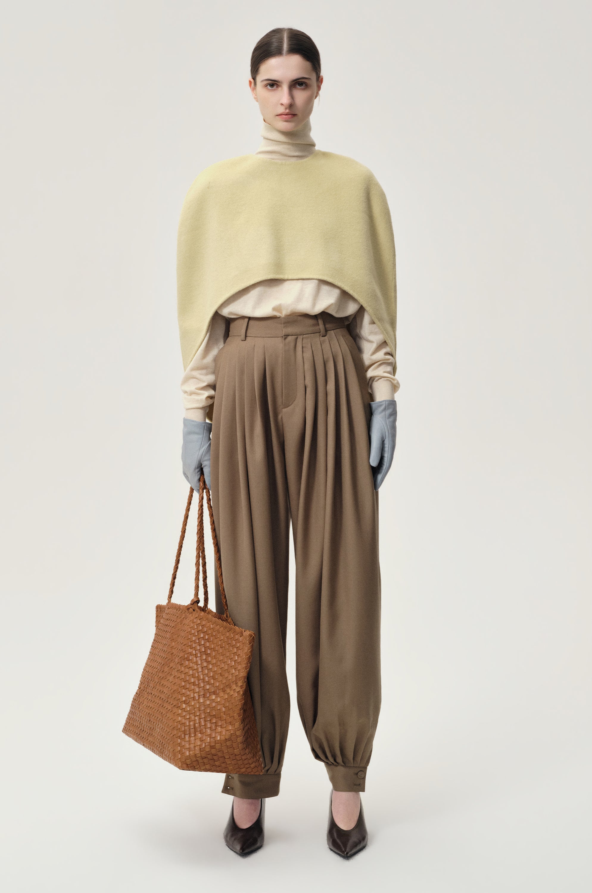 Opera Double-faced  Wool Cape Top Butter