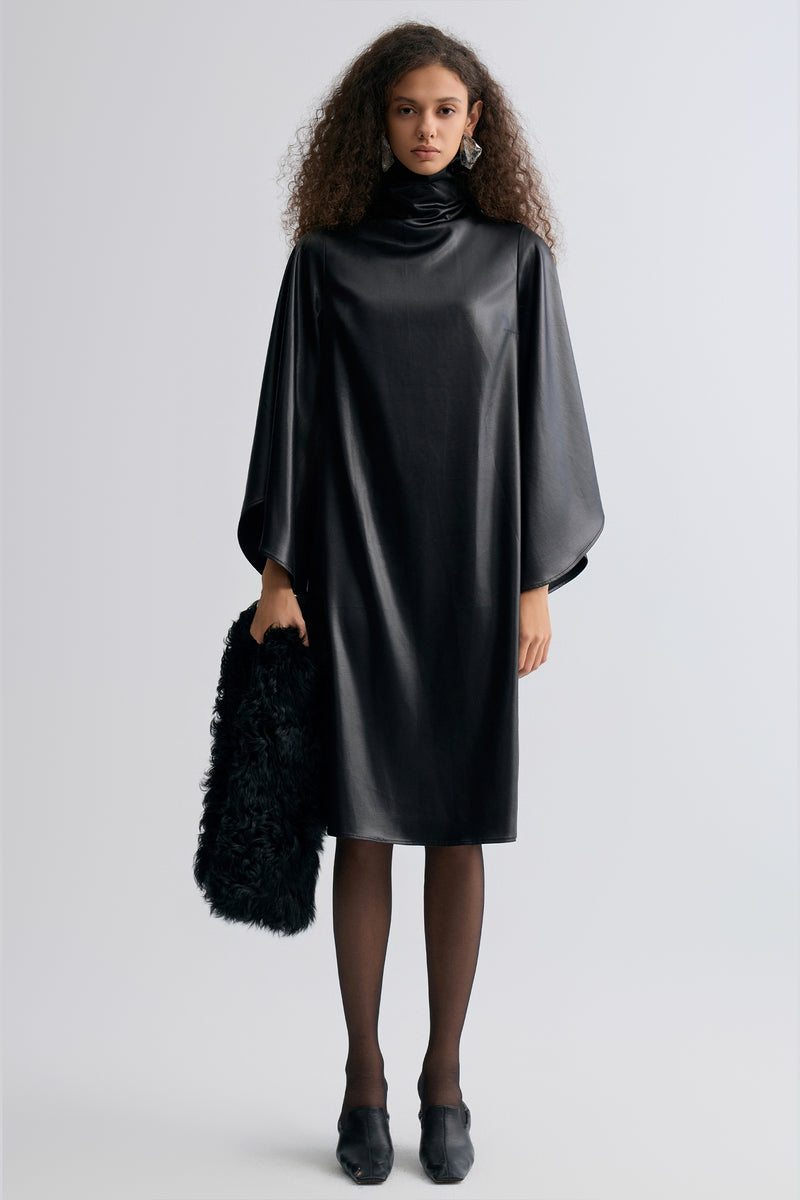 Waxed Slouch-neck Dress
