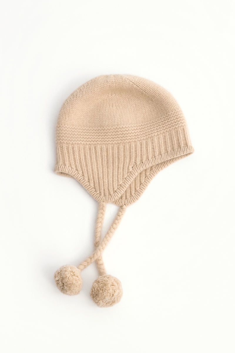 Cashmere Earflap Beanie Ivory
