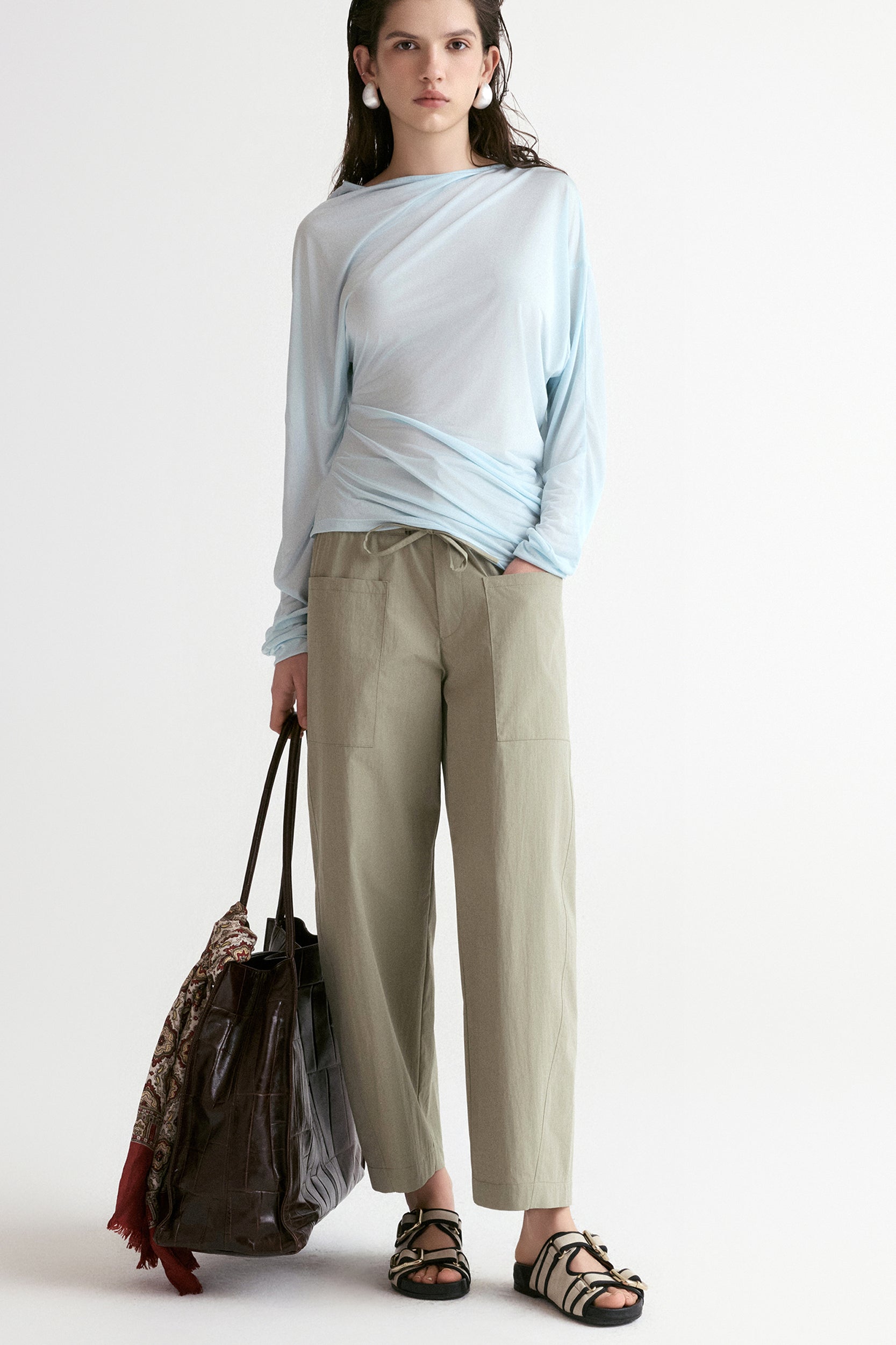 Double Waist Trousers-Khaki