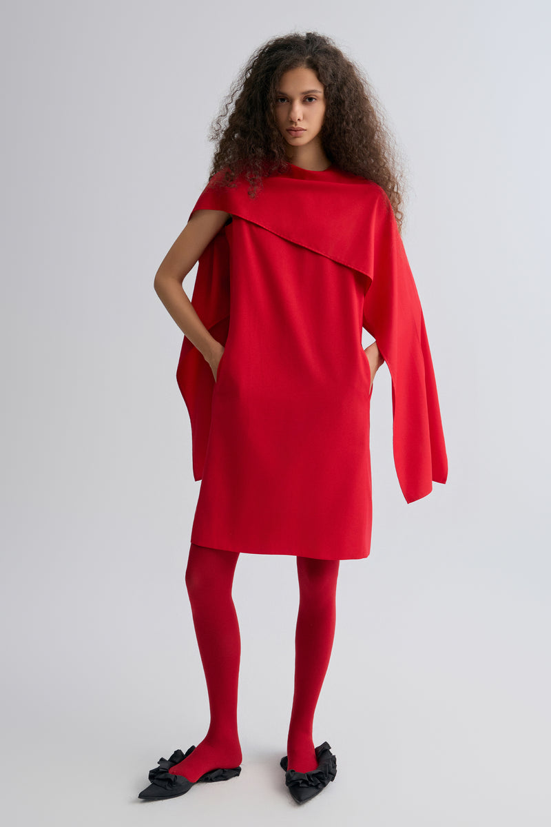 Opera Cape Dress Crimson