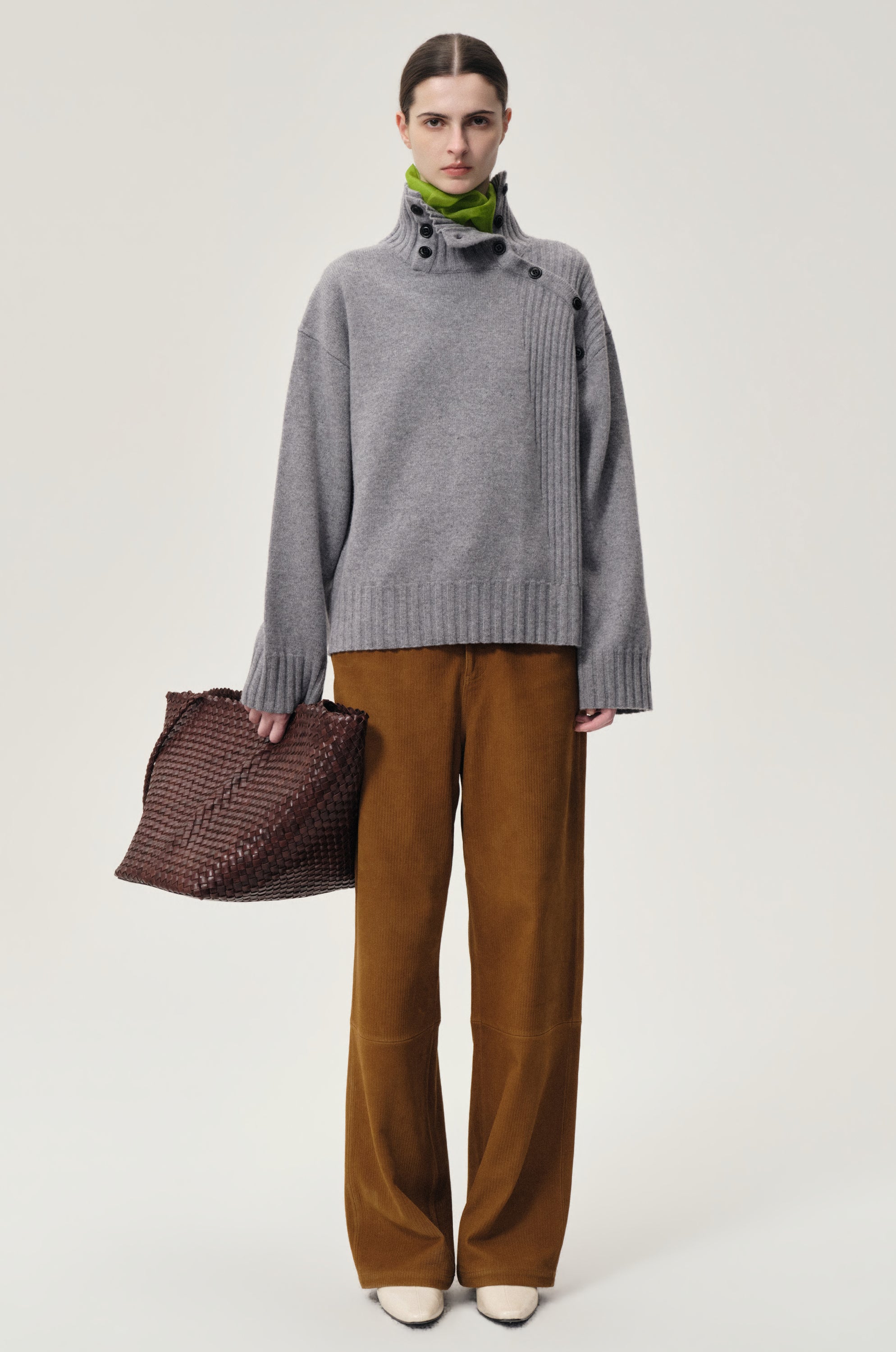 Vicky Turtleneck in Wool and Cashmere Grey Melange