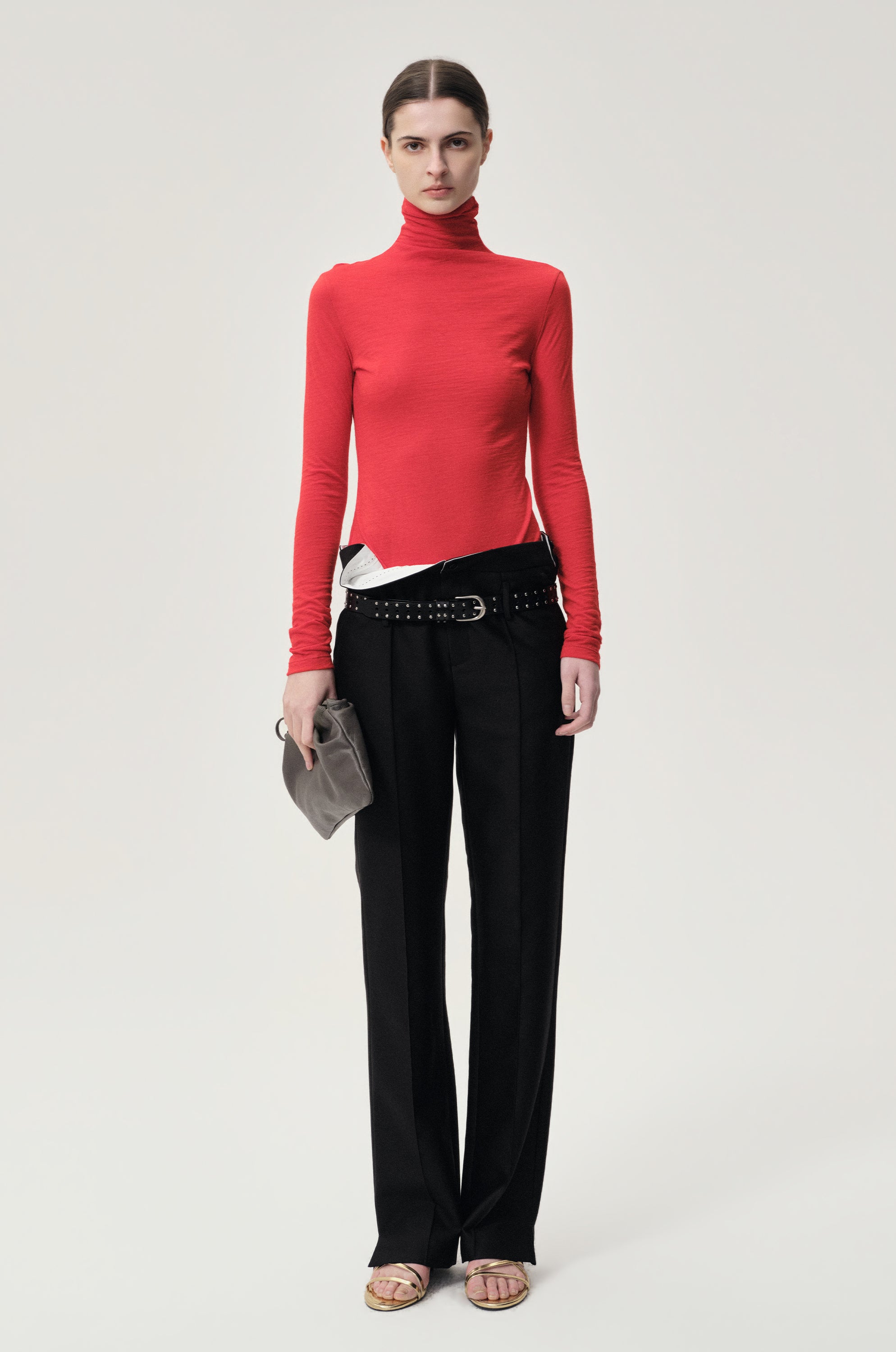 Open-back Wool Jersey Top Red