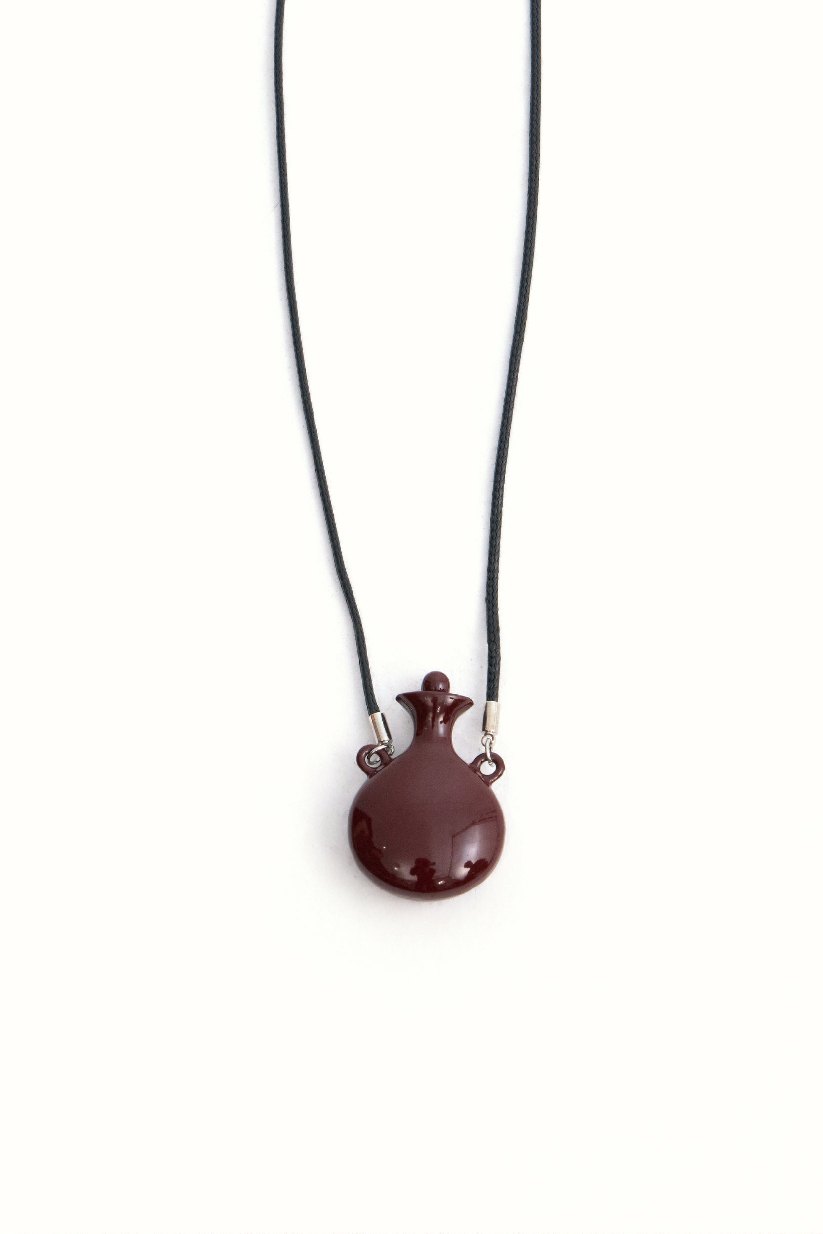 Flask-shaped Pendant Necklace Burgundy