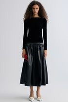 Sheen Velvet Mesh Top Black